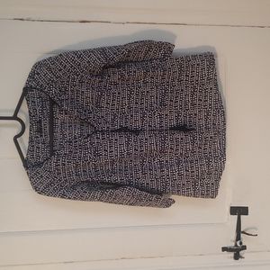 J Crew Factory navy and white dot tunic top